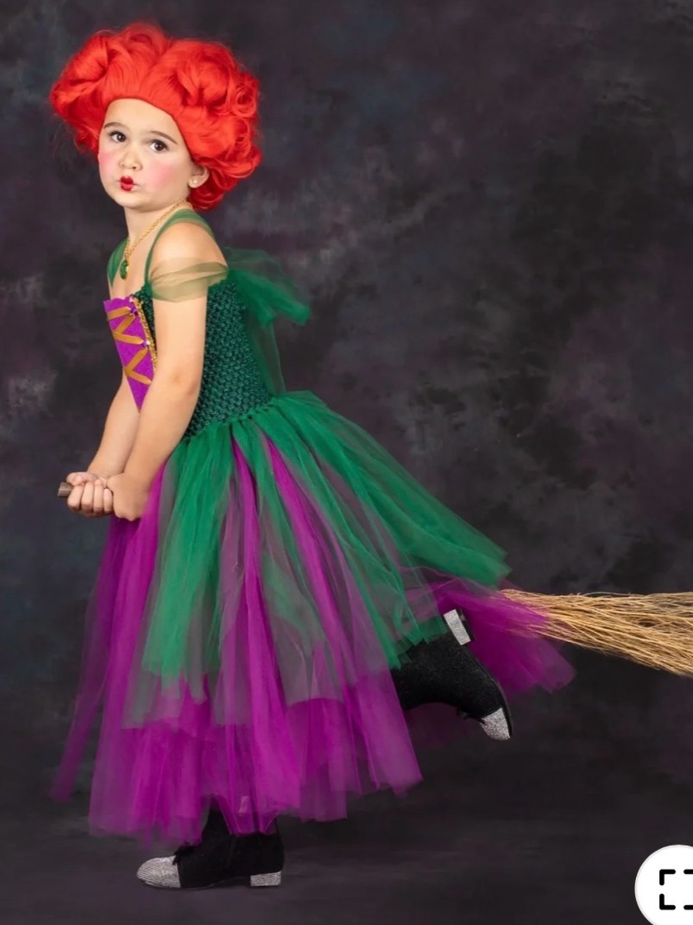 Girls Sanderson sister costume Purple and Green Witch Tulle Costume Dress - Kids